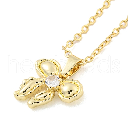 Brass Micro Pave Clear Cubic Zirconia Pendant Necklaces for Women NJEW-B100-01G-1