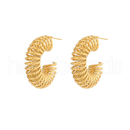 304 Stainless Steel Wire Spiral Stud Earrings GO7006-1-1