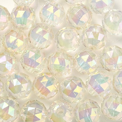 Two Tone UV Plating Rainbow Iridescent Acrylic Beads TACR-D010-06H-1