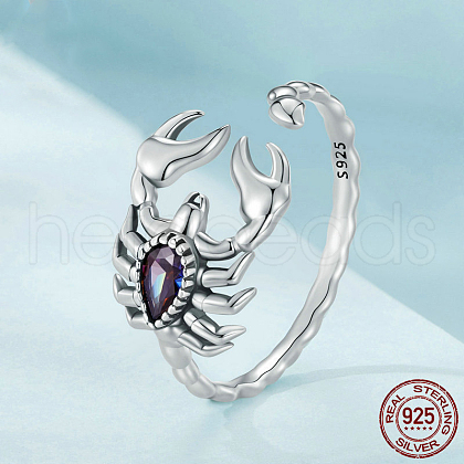 Scorpion 925 Sterling Silver Pave Cubic Zirconia Cuff Rings for Women FS-WG08321-01-1