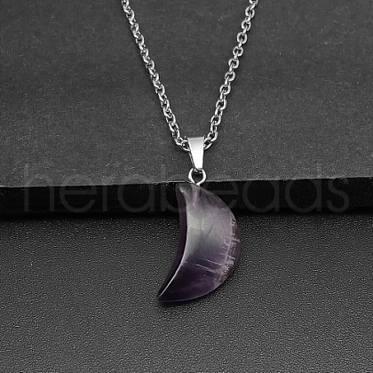 Moon Natural Amethyst Pendant Necklaces AK5365-3-1