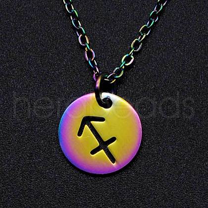 Rainbow Color Titanium Steel Constellation Pendant Necklace for Women ZODI-PW0001-039I-1