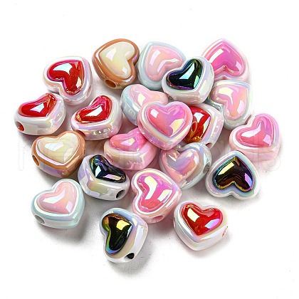 UV Plating Rainbow Iridescent Acrylic Beads PACR-I003-01-1