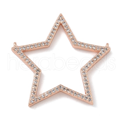 Rack Plating Brass Micro Pave Cubic Zirconia Connector Charms KK-G515-42RG-01-1