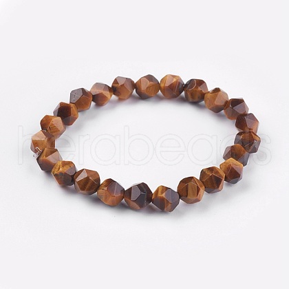 Natural Tiger Eye Stretch Bracelets BJEW-JB03950-01-1