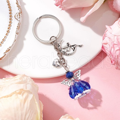 Glass & Tibetan Style Alloy Keychain KEYC-MZ00037-02-1