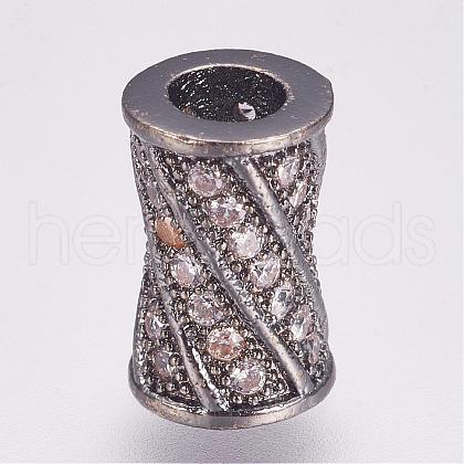 Brass Micro Pave Cubic Zirconia Beads ZIRC-G087-19B-1