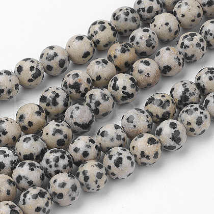 Natural Dalmatian Jasper Bead Strands G-G735-68-8mm-1