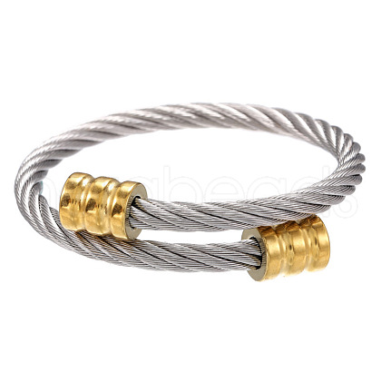 Punk Roman Alphabet Stainless Steel Twist Open Cuff Bangles BH6879-9-1