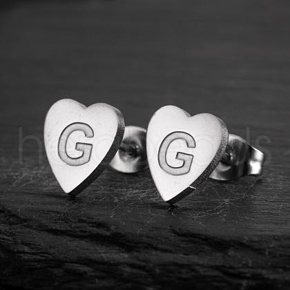 Heart 201 Stainless Steel Stud Earrings WGB8201-02-1