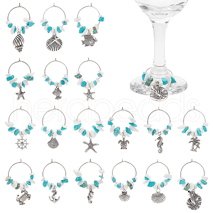 18Pcs 18 Styles 316 Surgical Stainless Steel Wine Glass Charms AJEW-FG00002-1