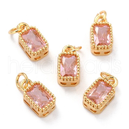 Real 18K Gold Plated Brass Inlaid Cubic Zirconia Charms ZIRC-L100-075G-08-1