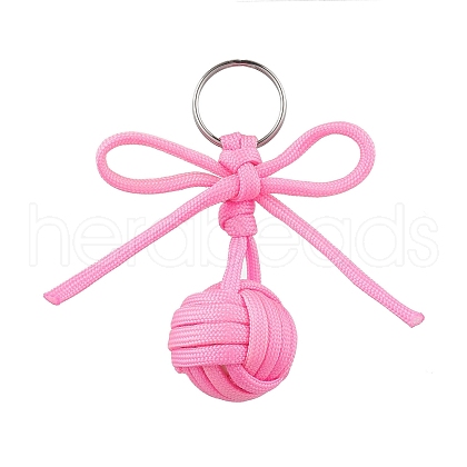 Polyester Braid Ball 304 Stainless Steel Keychains KEYC-JKC01117-02-1