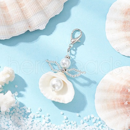 Angel Clam Shell Pendant Decoration HJEW-MZ00246-02-1