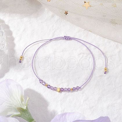 Natural Round Amethyst Beads Braided Bead Bracelets for Women BJEW-JB11655-04-1