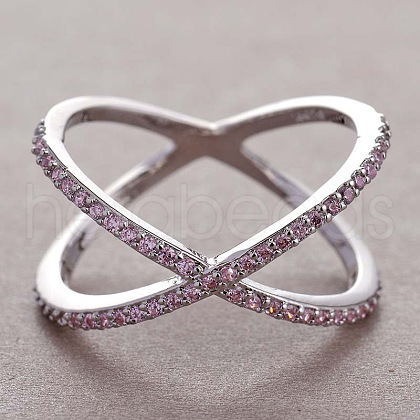 Simple Style Brass Cubic Zirconia Finger Rings FS-WG32029-12-1