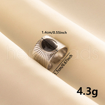 Fashionable 304 Stainless Steel Enamel Cuff Ring RL0509-1-1