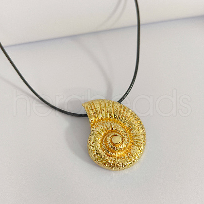 Ocean Theme Brass Seashell Shape Pendant Necklaces WD8291-1-1