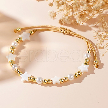 Adjustable Shell Star Braided Bead Bracelets QD4158-1