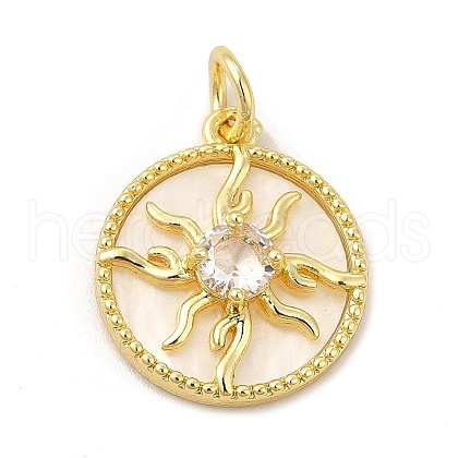 Rack Plating Brass & Cubic Zirconia Pendants KK-G459-02G-01-1