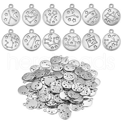 84 Pieces Zodiac Sign Charm Pendants 12 Constellation Charm Pendant Alloy Charm for Jewelry Necklace Earring Making Crafts JX557A-1