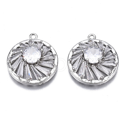 Brass Clear Cubic Zirconia Pendants ZIRC-S069-006P-1