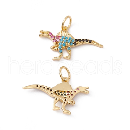 Rack Plating Brass Micro Pave Colorful Cubic Zirconia Pendants ZIRC-C040-48B-G-1