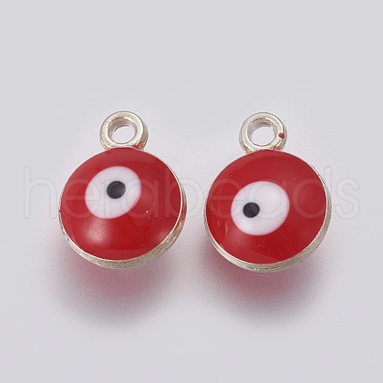 Double-sided Platinum Plated Alloy Enamel Charms ENAM-WH0046-B03-1