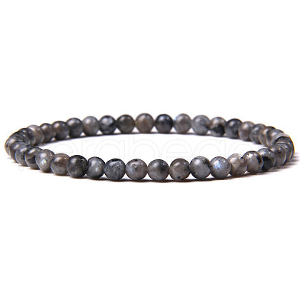 4mm Round Natural Labradorite Beads Bracelet for Men KG3069-10-1