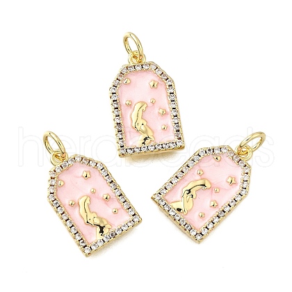 Brass Micro Pave Cubic Zirconia Pendants KK-S523-04G-1