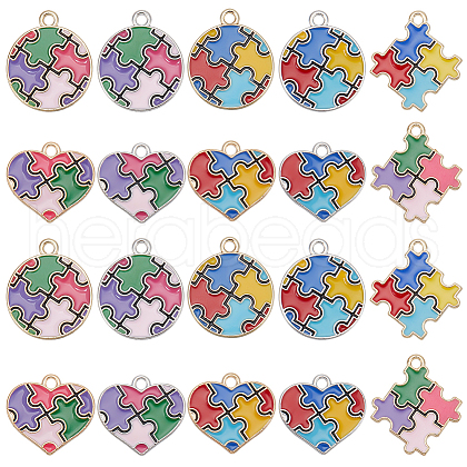  40Pcs 10 Style Alloy Enamel Pendants ENAM-NB0002-04-1