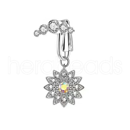 304 Stainless Steel Pave Clear Cubic Zirconia Clip on Belly Rings FS-WG683DA-10-1