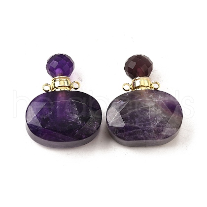 Natural Amethyst Perfume Bottle Pendants G-L623-07G-05-1