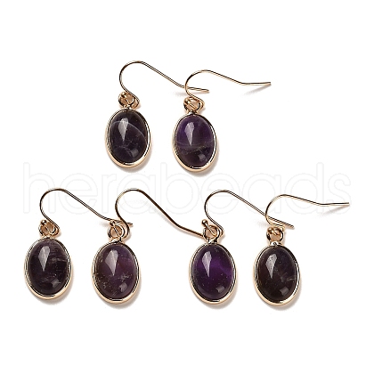 Natural Amethyst Dangle Earrings EJEW-G413-01A-G-1