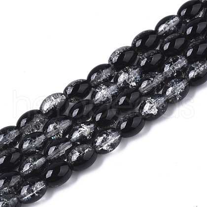 Transparent Crackle Glass Beads Strands DGLA-S085-6x8-39-1
