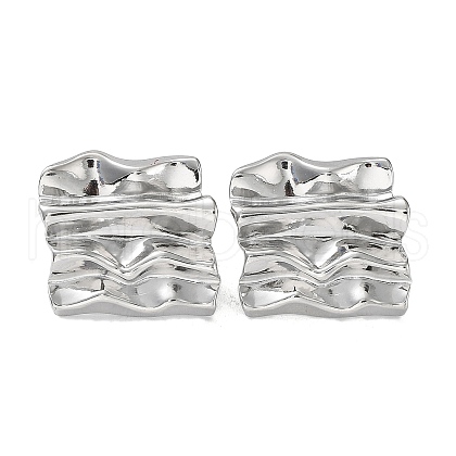 304 Stainless Steel Textured Square Ear Studs for Women EJEW-P234-07P-1