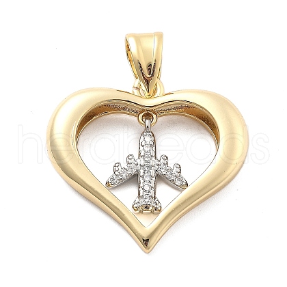 Rack Plating Brass with Cubic Zirconia Pendants KK-Q017-10B-G-1