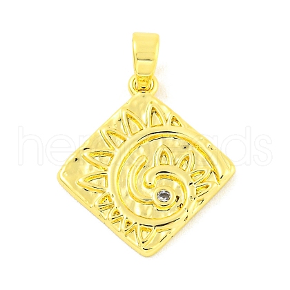 Brass Micro Pave Clear Cubic Zirconia Pendants KK-P263-04A-G-1