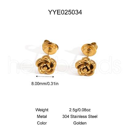 Stainless Steel Rose Stud Earrings for Women UH3805-3-1