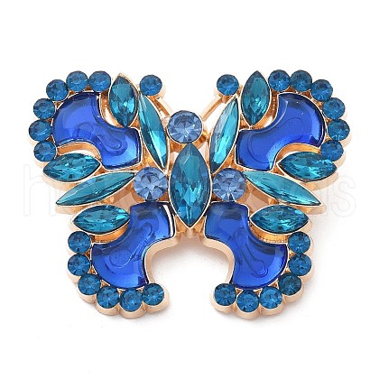 Butterfly Alloy Rhinestone Brooches JEWB-E041-06KCG-02-1