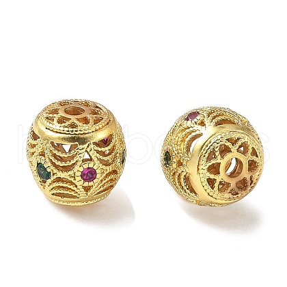Brass Micro Pave Colorful Cubic Zirconia Beads KK-A254-12G-1