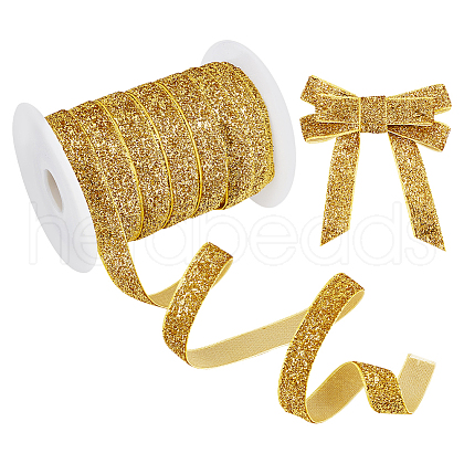 AHADERMAKER 25 Yards Glitter Polyester Ribbon OCOR-GA0001-70-1