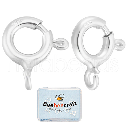 Beebeecraft 925 Sterling Silver Spring Ring Clasps STER-BBC0007-81S-03-1
