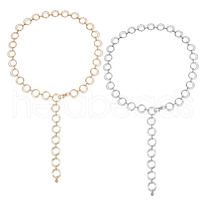 GOMAKERER 2Pcs 2 Colors Iron Round Rings Link Chain Belts AJEW-GO0001-76-1