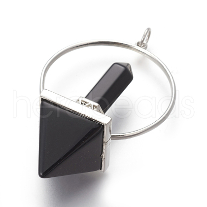 Natural Black Agate Big Pendants G-I214-A04-1