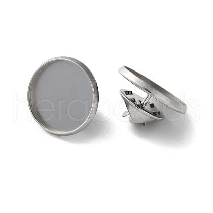 304 Stainless Steel Flat Round Brooch Brooch Base Settings STAS-S172-10A-P-1