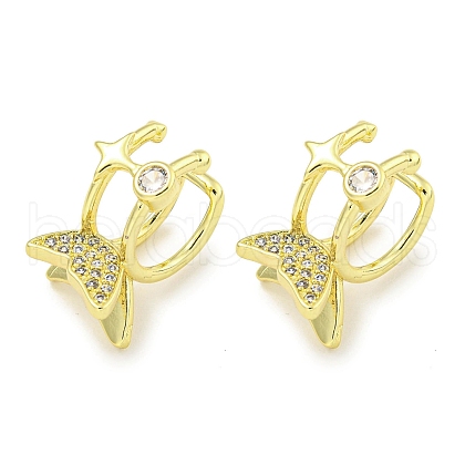 Brass Micro Pave Cubic Zirconia Cuff Earrings EJEW-C104-055G-1
