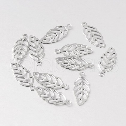 Non-Tarnish Hollow Leaf 316 Surgical Stainless Steel Filigree Charms X-STAS-M258-06-1