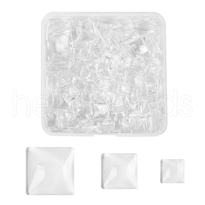 150Pcs 3 Styles Transparent Glass Square Cabochons GGLA-SZ0001-31-1
