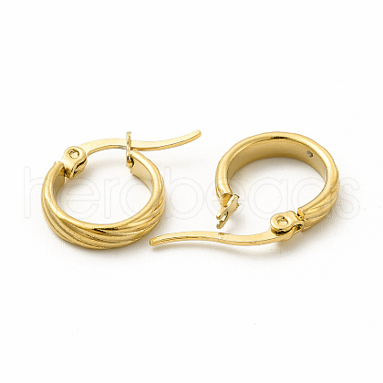 201 Stainless Steel Grooved Hoop Earrings with 304 Stainless Steel Pins for Women EJEW-M214-07D-G-1